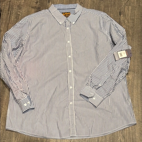 Johnny Bigg 4XL Blue and White Striped Long Sleeve Button Down Shirt New - Picture 1 of 6